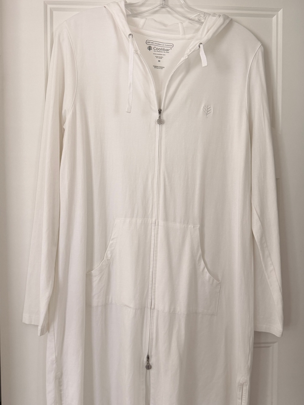 Coolibar White Hooded Full‑Zip Women's Swim Coverup